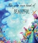 Beautiful Peacock and Flowers - Be Your Own Kind of Beautiful Dishwasher Sticker