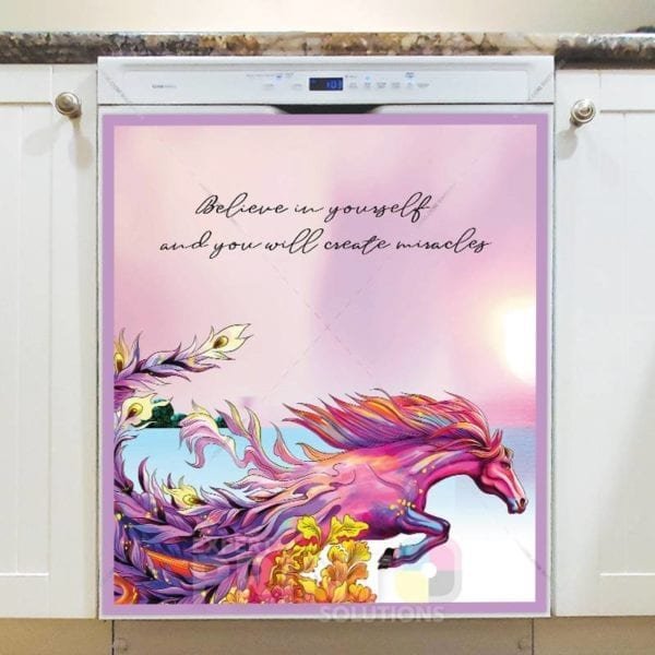 Beautiful Fantasy Horse - Believe in Yourself and You Will Create Miracles Dishwasher Sticker