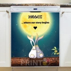 Loving Bunny Couple - Home, Where Our Story Begins Dishwasher Sticker