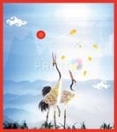 1044-dancing-cranes Dancing Cranes Dishwasher Sticker