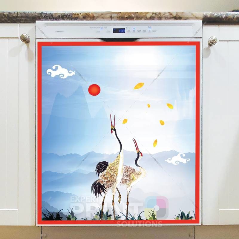 Dancing Cranes Dishwasher Sticker