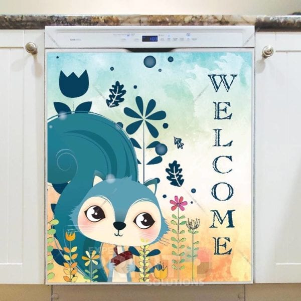 1088-cute-blue-squirrel-welcome-dishwasher-magnet Cute Blue Squirrel Welcome Dishwasher Sticker