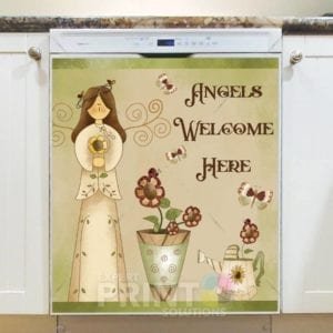 Prim Garden Angel #2 - Angels Welcome Here Dishwasher Sticker