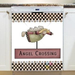Primitive Country Garden Angel #5 - Angel Crossing Dishwasher Sticker