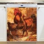 Country Farm Rooster and Hen Dishwasher Sticker