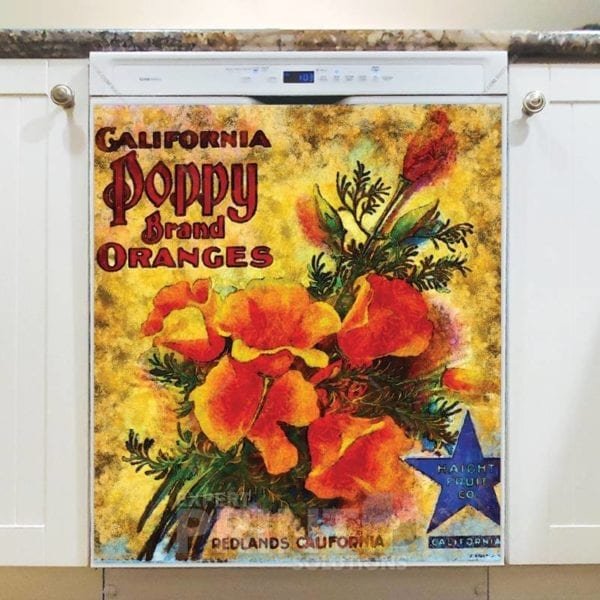 Beautiful Vintage Labels #1 - California Poppy Brand Oranges Dishwasher Sticker