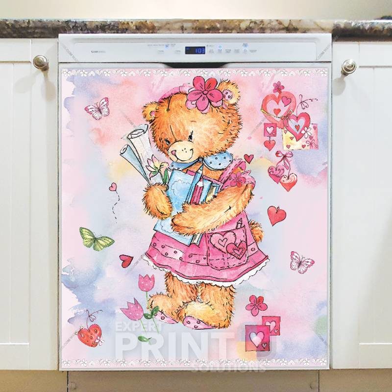 Lovely Teddy Bear Girl Dishwasher Sticker