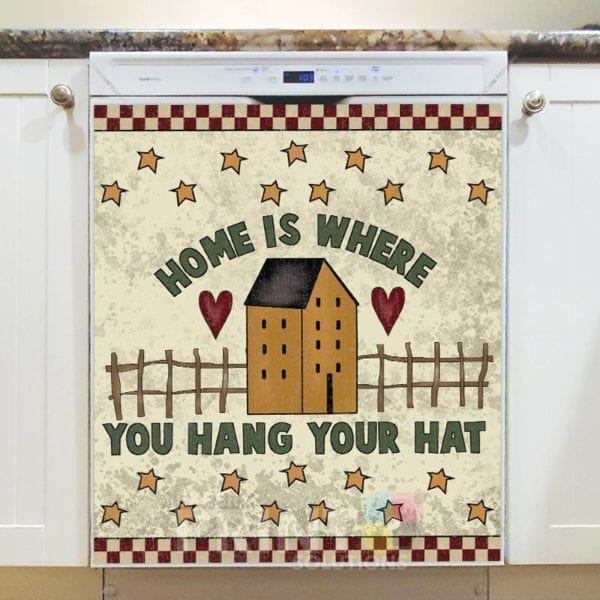 1235-prim-country-saltbox-house-3-home-is-where-you-hang-your-hat-dishwasher-magnet Prim Country Saltbox House #3 - Home is Where You Hang Your Hat Dishwasher Sticker