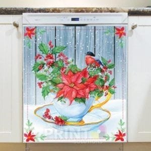 Christmas - Winter Birds and Flowers #7 Dishwasher Sticker