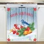 Christmas - Winter Birds and Flowers #4 - Hello Christmas Dishwasher Sticker