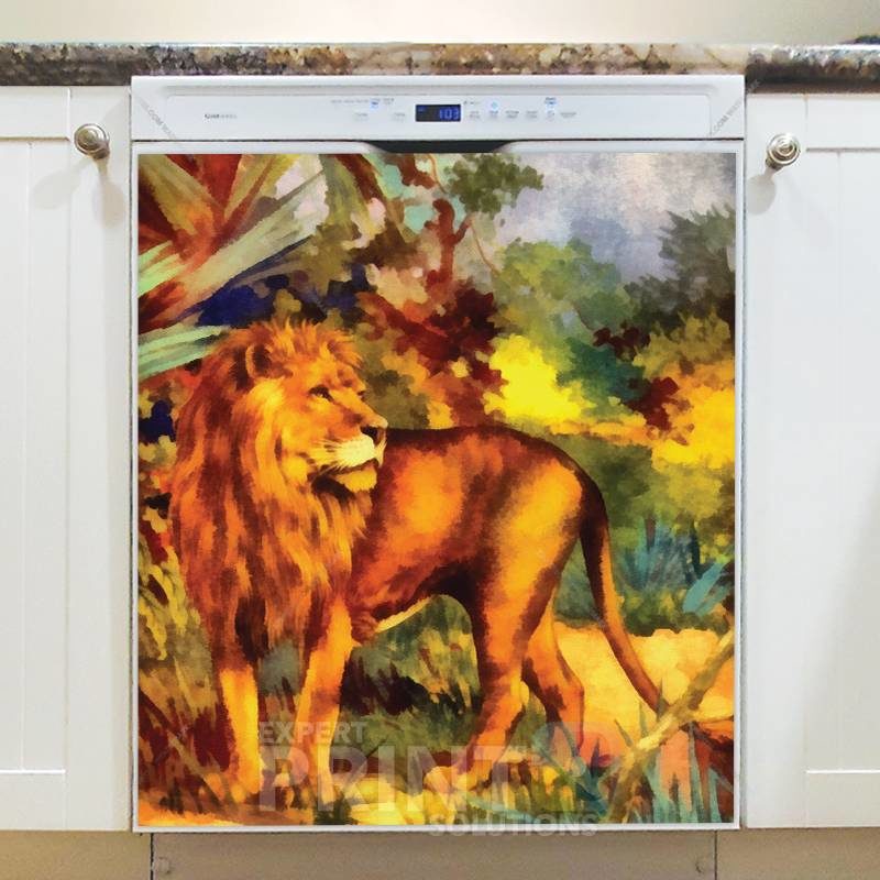African Male Lion Dishwasher Sticker