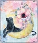 Black Panther with Flowers and the Moon #2 Dishwasher Sticker