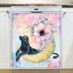 Black Panther with Flowers and the Moon #2 Dishwasher Sticker