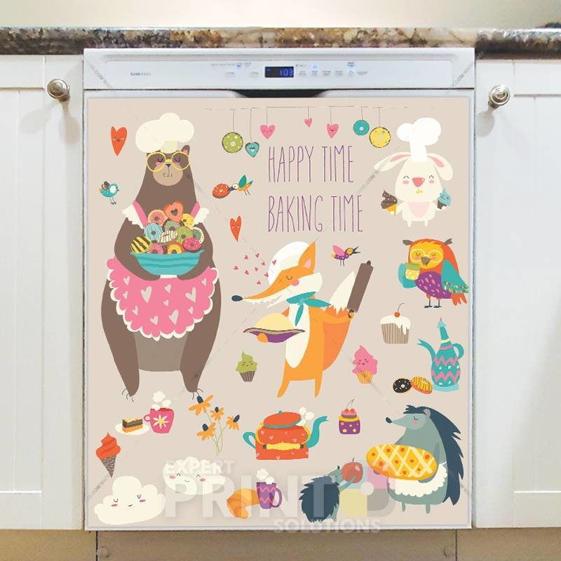 Happy Baking Animals - Happy Time Baking Time Dishwasher Sticker
