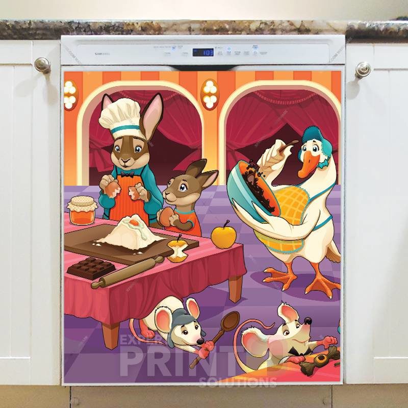 Cute Animal Kitchen Dishwasher Sticker
