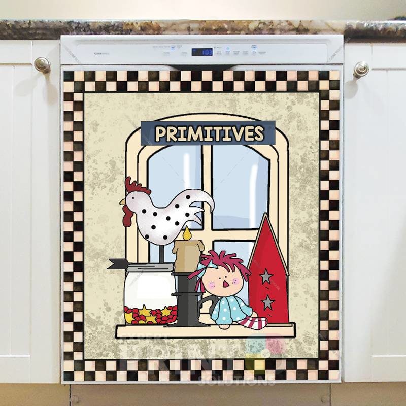 Cute Primitive Country Windows #3 - Primitives Dishwasher Sticker