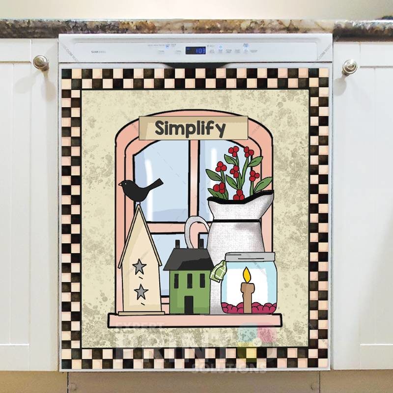 Cute Primitive Country Windows #2 - Simplify Dishwasher Sticker
