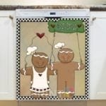 Cute Primitive Country Gingerbread Man Couple #3 - Fresh Baked Gingerbread Dishwasher Sticker