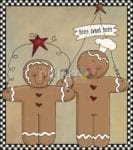Cute Primitive Country Gingerbread Man Couple #1 - Home Sweet Home Dishwasher Sticker