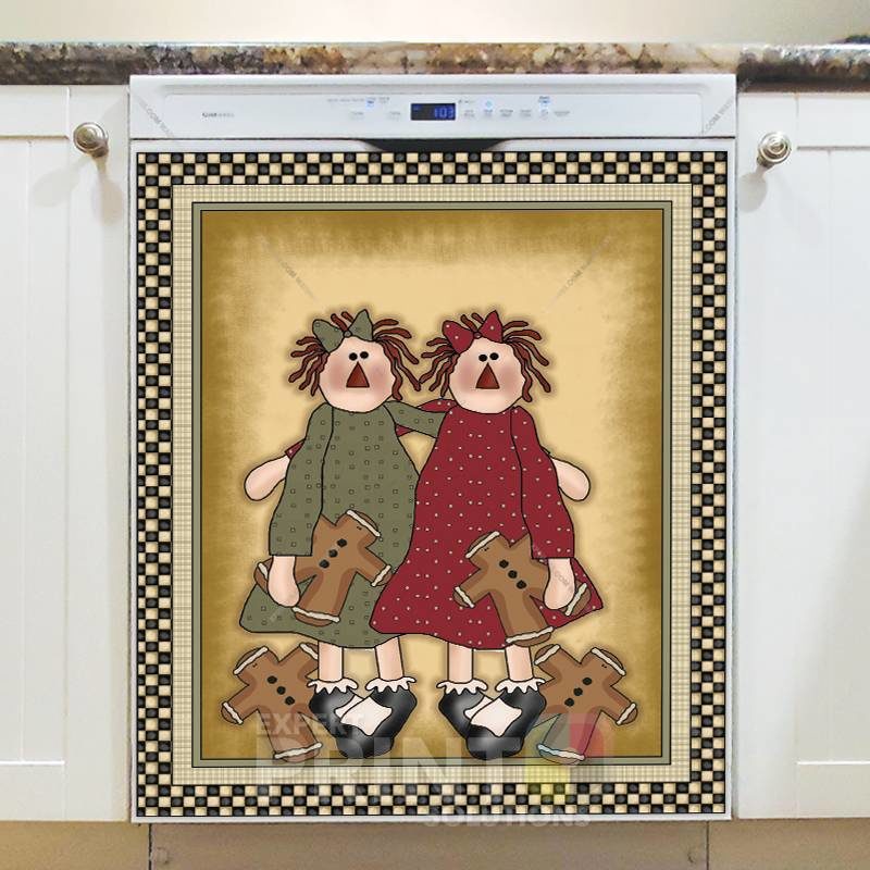 Cute Primitive Country Raggedy Ann Friends Dishwasher Sticker
