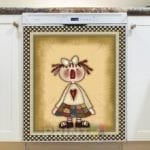 Cute Primitive Country Raggedy Ann with a Heart Dishwasher Sticker