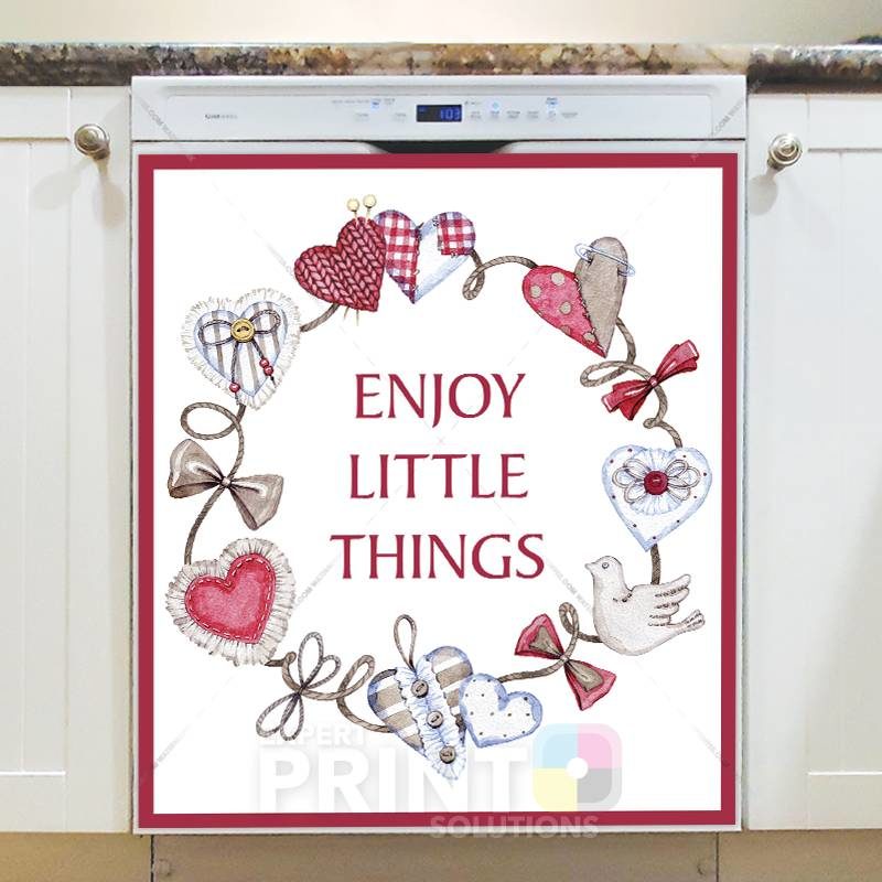 Cute Country Patchwork Design #2 - Enjoy Little Things Dishwasher Sticker