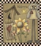 Primitive Country Cute Owl - Welcome Dishwasher Sticker