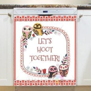 Cute Funny Owls #2 - Let's Hoot Together Dishwasher Sticker