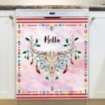 Native Skull and Feathers - Hello Dishwasher Sticker