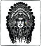 Native Girl in Headdress Dishwasher Sticker