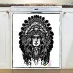 Native Girl in Headdress Dishwasher Sticker