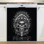 Native Chief Skull in Headdress Dishwasher Sticker