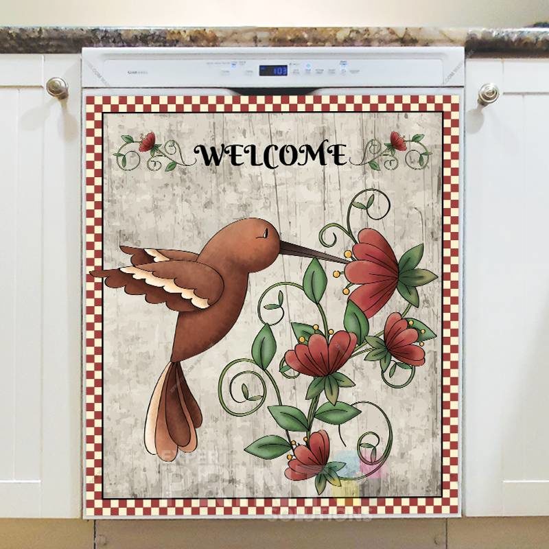 Beautiful Summer Hummingbird #1 - Welcome Dishwasher Sticker