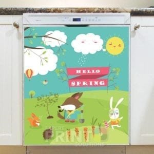 Welcome Spring with Cute Animals #13 - Hello Spring Dishwasher Sticker