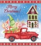 Christmas - Christmas Pigs in a Red Truck #3 - Merry Christmas Dishwasher Sticker