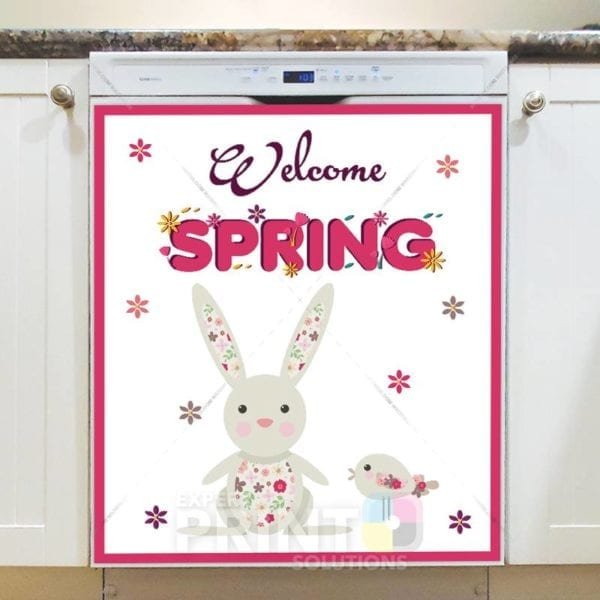 Welcome Spring with Cute Animals #1 Dishwasher Sticker