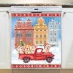 Christmas - Christmas Pigs in a Red Truck #2 Dishwasher Sticker