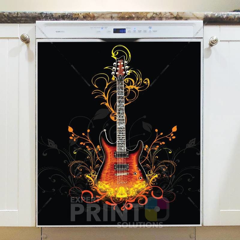 Flower Guitar Dishwasher Sticker