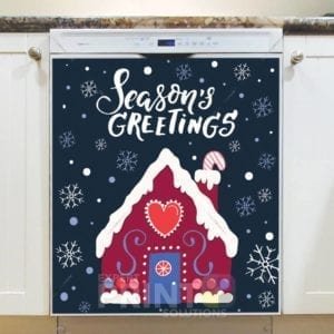 Christmas - Cute Gingerbread Cottage - Season's Greetings Dishwasher Sticker