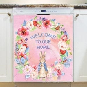 Peter Rabbit Wreath #1 - Welcome to our Home Dishwasher Sticker