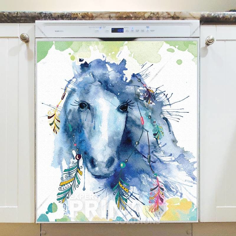 Beautiful Native Watercolor Style Horse Dishwasher Sticker