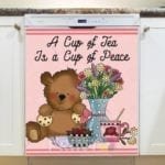Tea Party Teddy Bear #3 - A Cup of Tea is a Cup of Peace Dishwasher Sticker