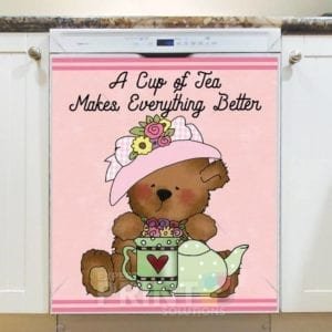 Tea Party Teddy Bear #1 - A Cup of Tea Makes Everything Better Dishwasher Sticker