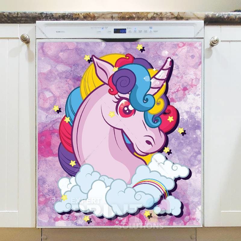 Rainbow Hair Unicorn Dishwasher Sticker