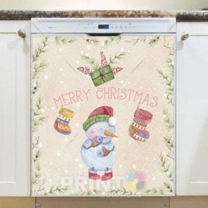 Christmas - Cute Giggly Snowman - Merry Christmas Dishwasher Sticker
