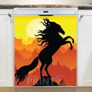 Black Sunset Stallion Silhouette Dishwasher Sticker