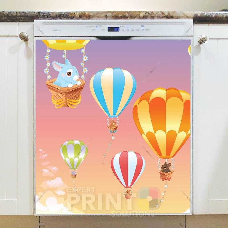 Bunnies in Air Balloons Dishwasher Sticker