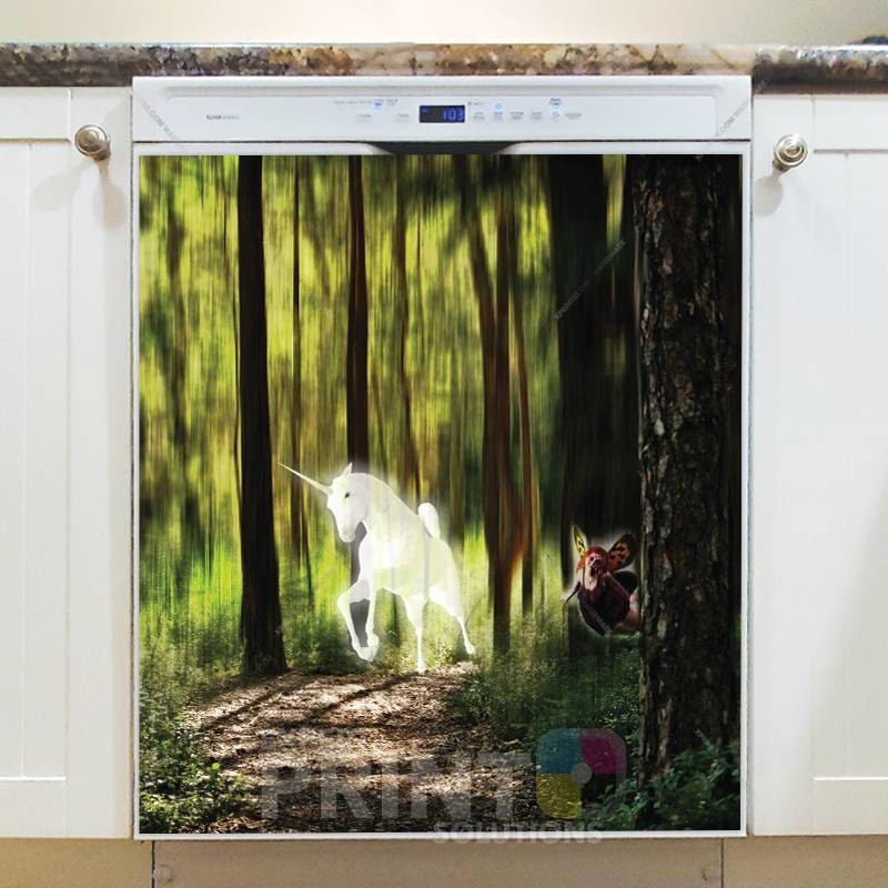 White Unicorn and Fairy Dishwasher Sticker