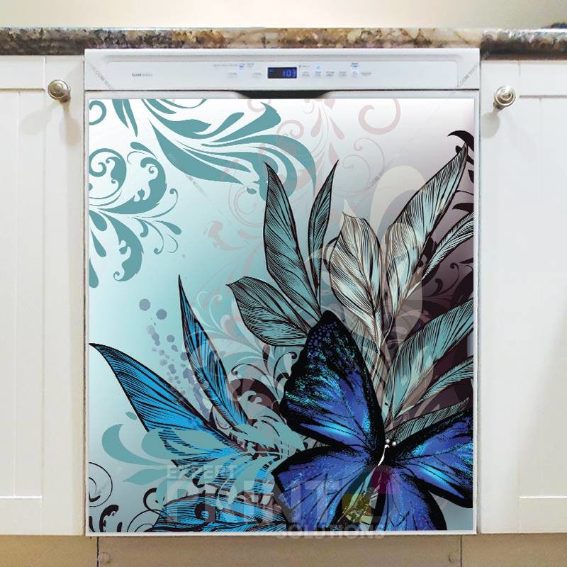 Blue Butterfly Dishwasher Sticker