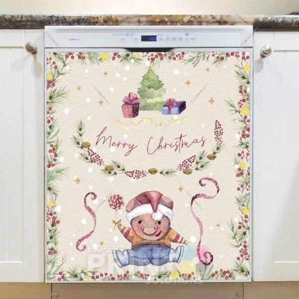 Christmas - Happy Piggies' Christmas #10 - Merry Christmas Dishwasher Sticker